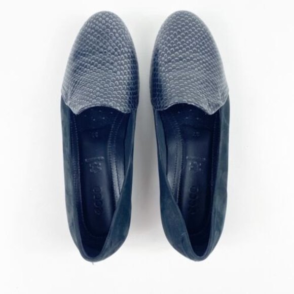 ECCO Touch Ballerina 2 Black Slip On Shoes Sz 37 6 6.5 Snakeskin Scale Loafers - Picture 6 of 10